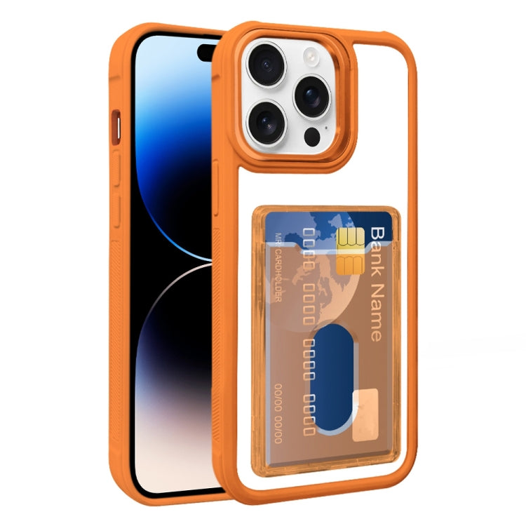 For iPhone 14 Pro Max Electroplated Card Bag Acrylic Hybrid TPU Phone Case