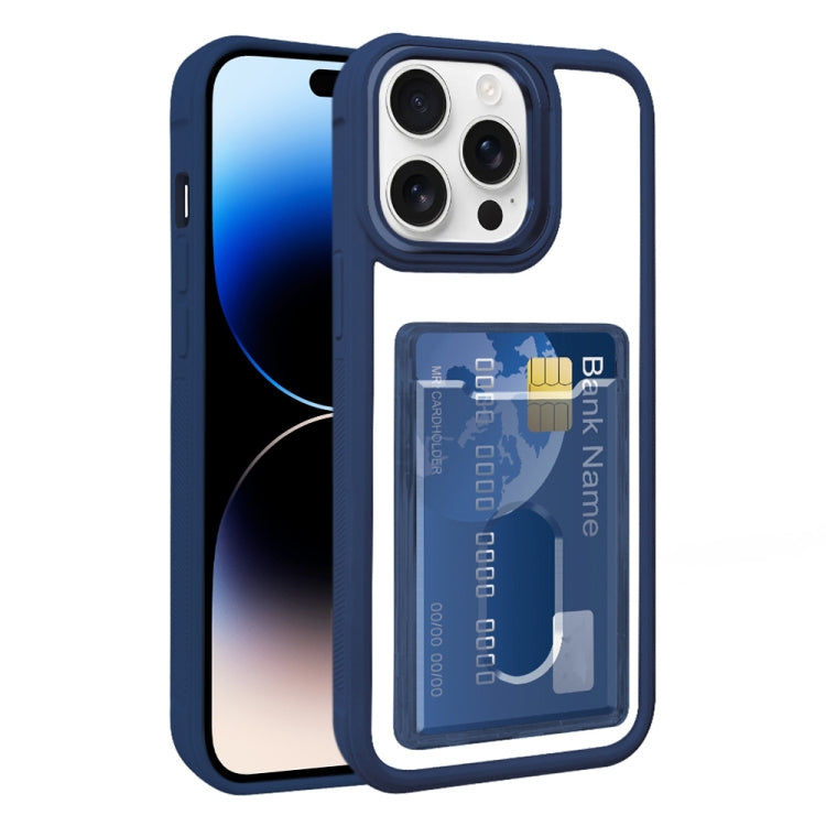 For iPhone 14 Pro Max Electroplated Card Bag Acrylic Hybrid TPU Phone Case