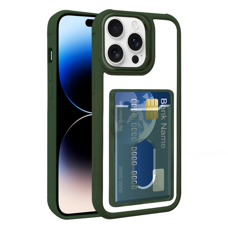 For iPhone 14 Pro Max Electroplated Card Bag Acrylic Hybrid TPU Phone Case