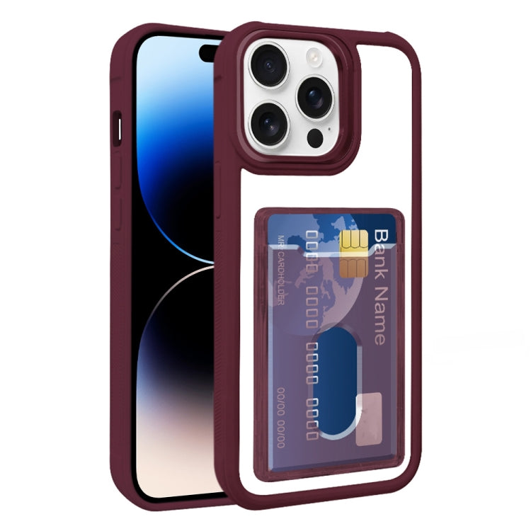 For iPhone 14 Pro Max Electroplated Card Bag Acrylic Hybrid TPU Phone Case
