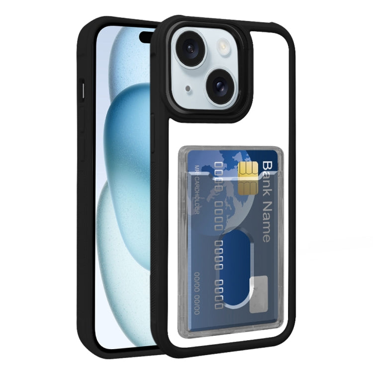 For iPhone 15 Electroplated Card Bag Acrylic Hybrid TPU Phone Case