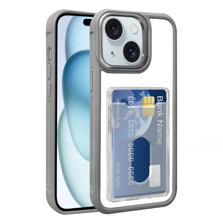 For iPhone 15 Electroplated Card Bag Acrylic Hybrid TPU Phone Case