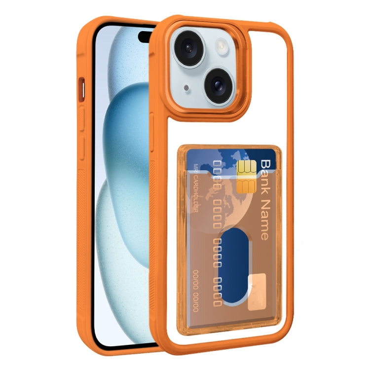 For iPhone 15 Electroplated Card Bag Acrylic Hybrid TPU Phone Case
