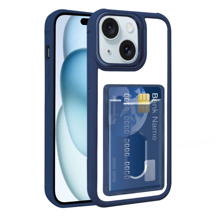 For iPhone 15 Electroplated Card Bag Acrylic Hybrid TPU Phone Case