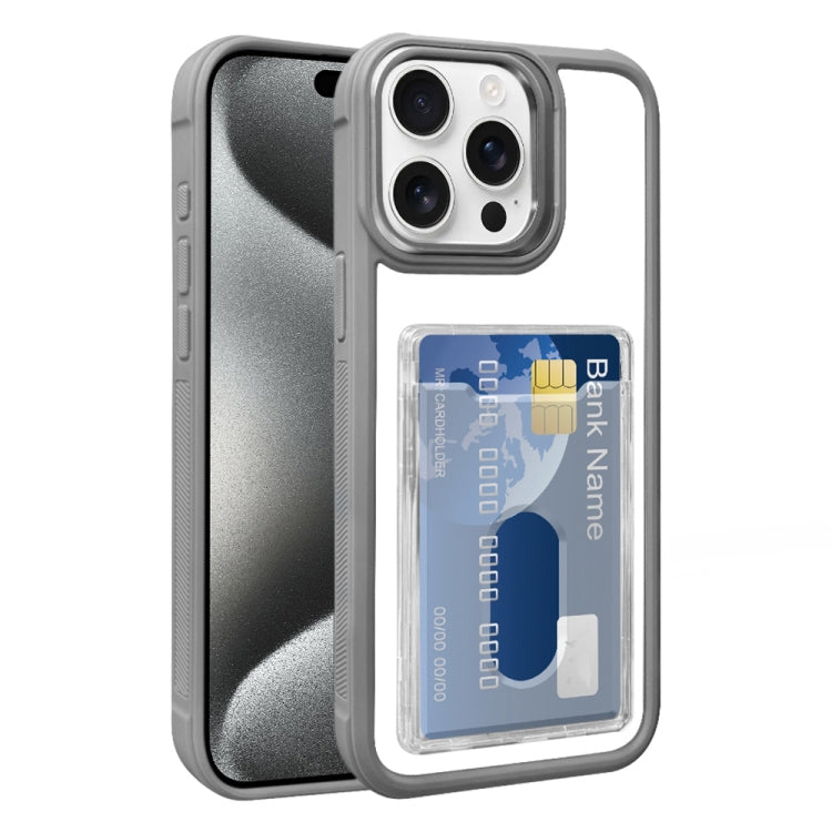 For iPhone 15 Pro Max Electroplated Card Bag Acrylic Hybrid TPU Phone Case