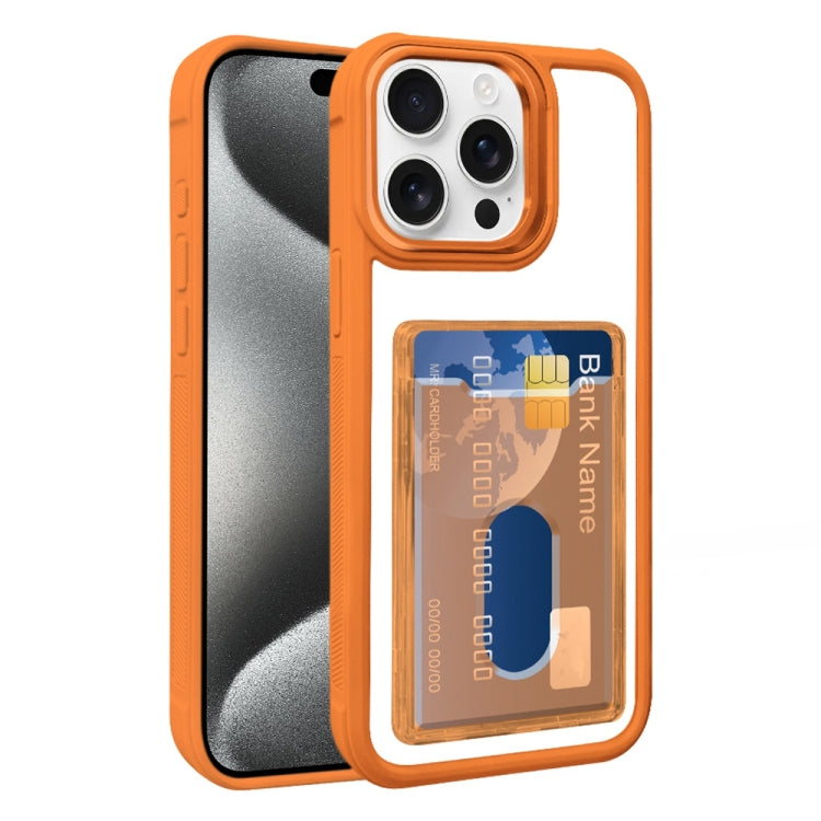 For iPhone 15 Pro Max Electroplated Card Bag Acrylic Hybrid TPU Phone Case