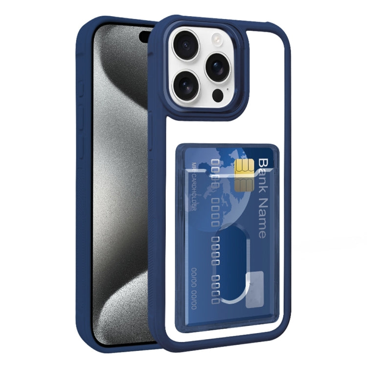 For iPhone 15 Pro Max Electroplated Card Bag Acrylic Hybrid TPU Phone Case