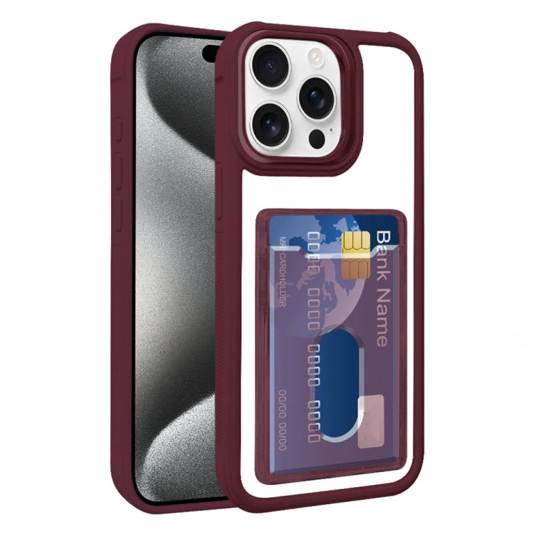 For iPhone 15 Pro Max Electroplated Card Bag Acrylic Hybrid TPU Phone Case