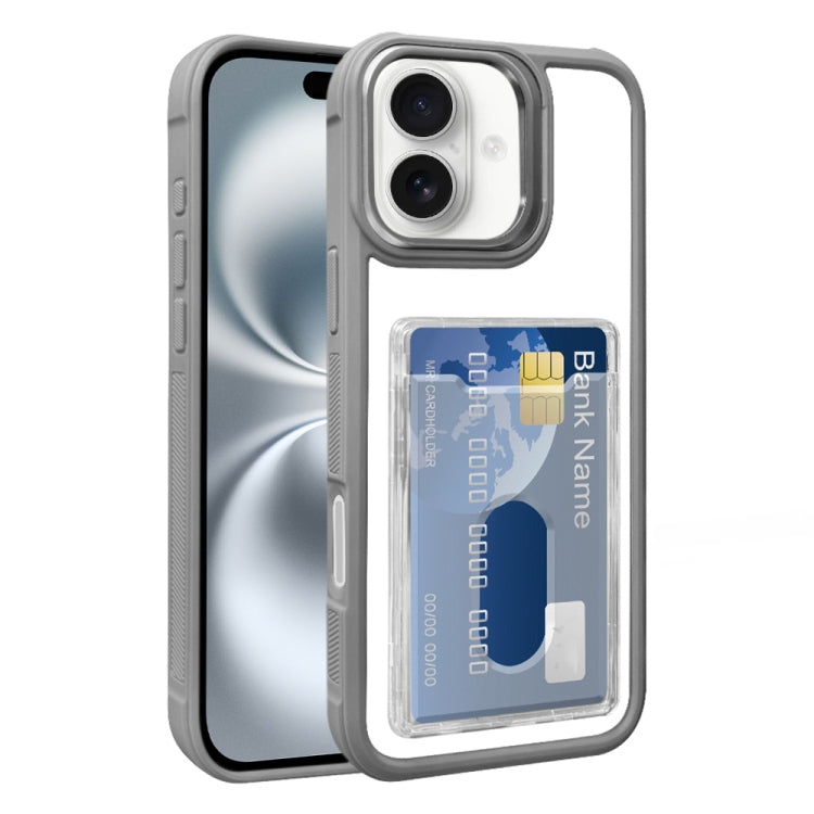 For iPhone 16 Electroplated Card Bag Acrylic Hybrid TPU Phone Case