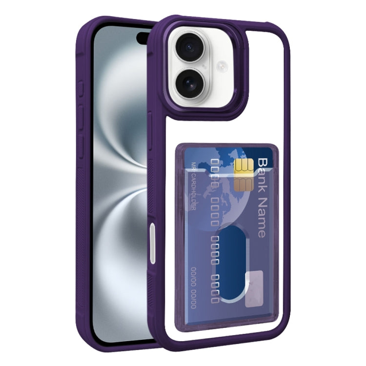 For iPhone 16 Electroplated Card Bag Acrylic Hybrid TPU Phone Case