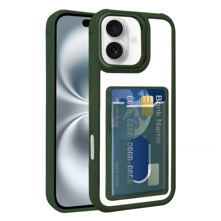 For iPhone 16 Electroplated Card Bag Acrylic Hybrid TPU Phone Case