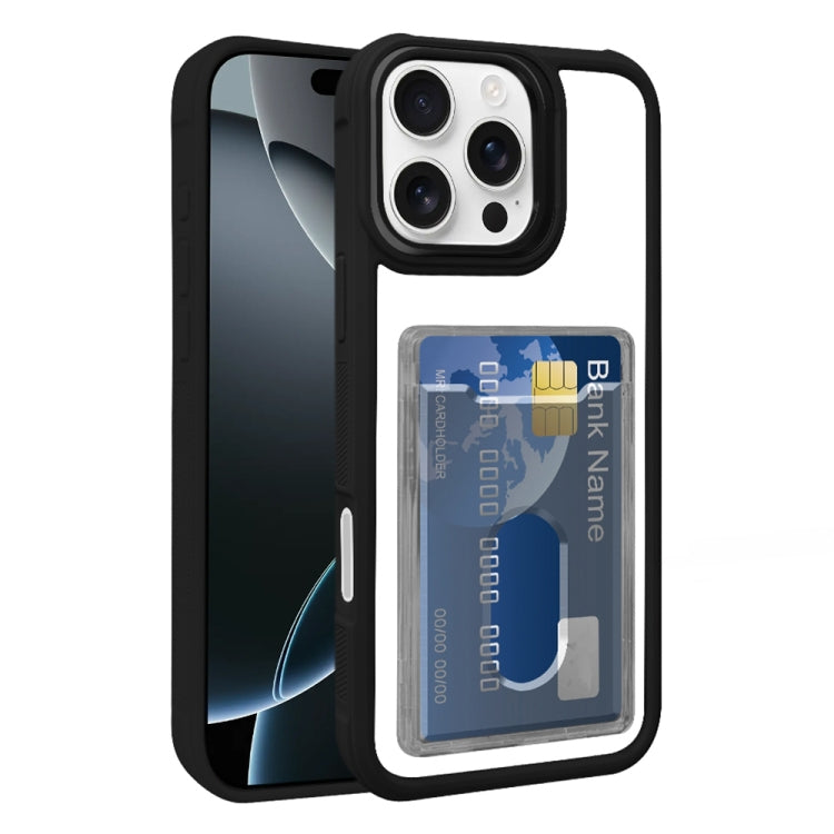For iPhone 16 Pro Electroplated Card Bag Acrylic Hybrid TPU Phone Case
