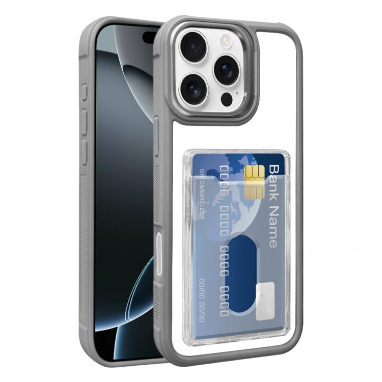 For iPhone 16 Pro Electroplated Card Bag Acrylic Hybrid TPU Phone Case