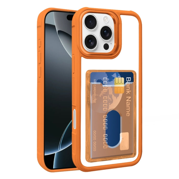 For iPhone 16 Pro Electroplated Card Bag Acrylic Hybrid TPU Phone Case