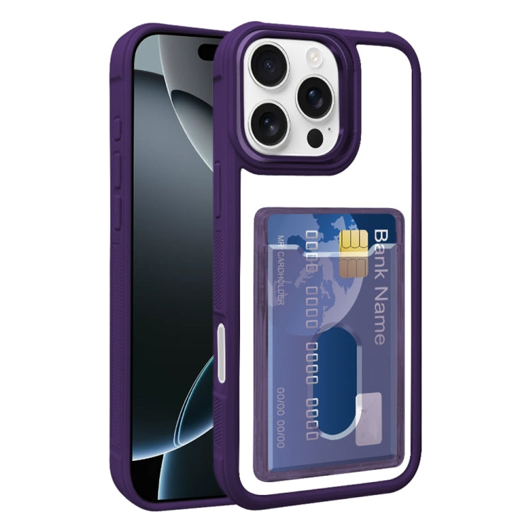 For iPhone 16 Pro Electroplated Card Bag Acrylic Hybrid TPU Phone Case