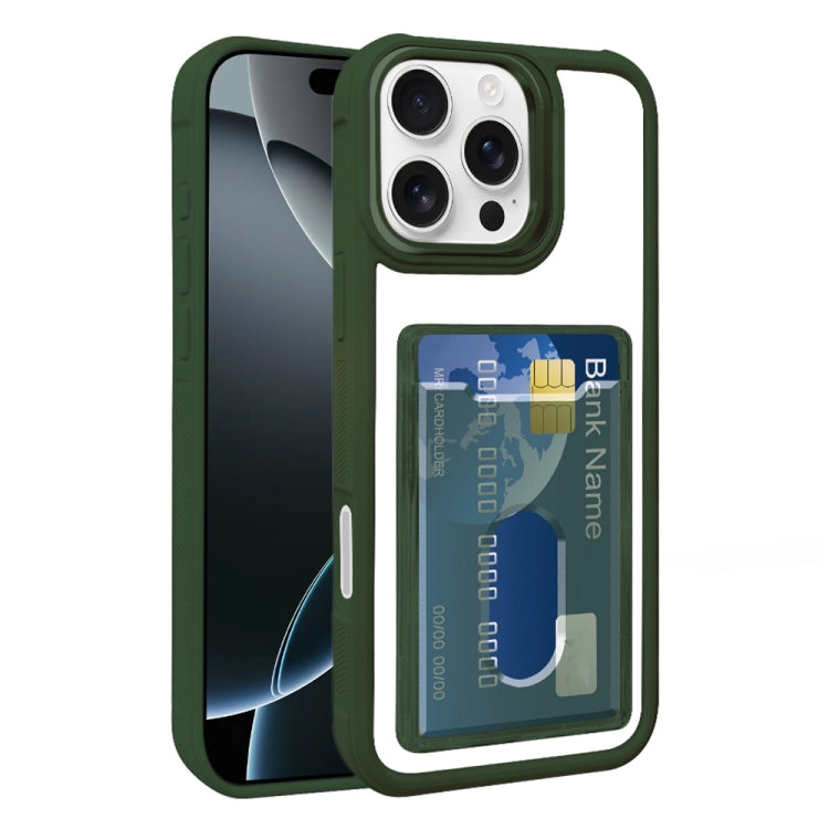 For iPhone 16 Pro Electroplated Card Bag Acrylic Hybrid TPU Phone Case