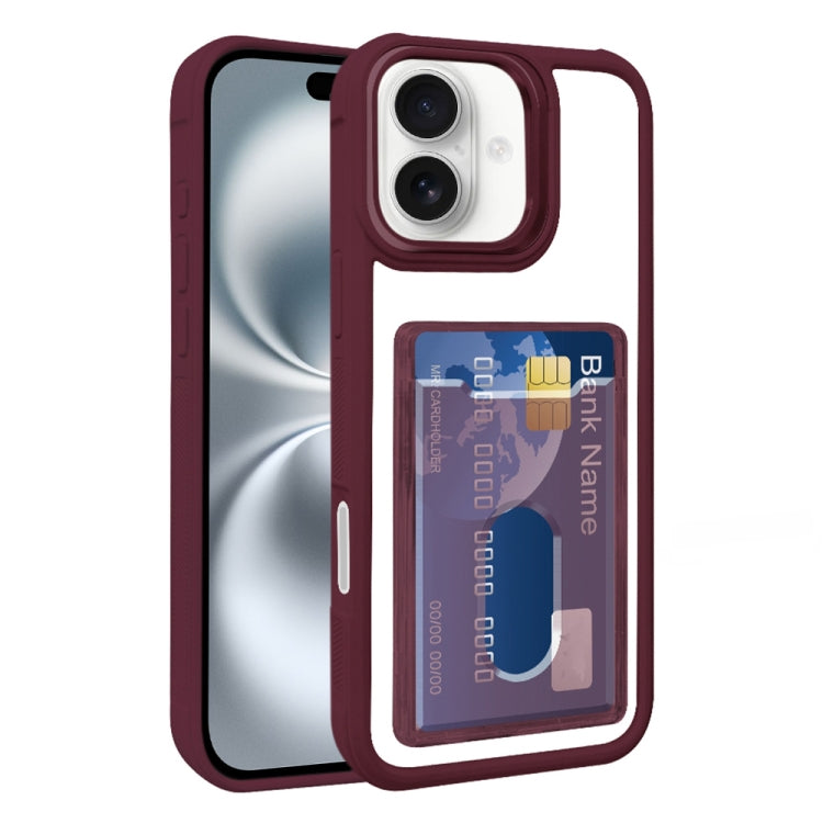 For iPhone 16 Plus Electroplated Card Bag Acrylic Hybrid TPU Phone Case