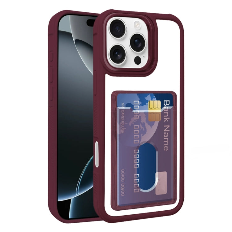 For iPhone 16 Pro Max Electroplated Card Bag Acrylic Hybrid TPU Phone Case