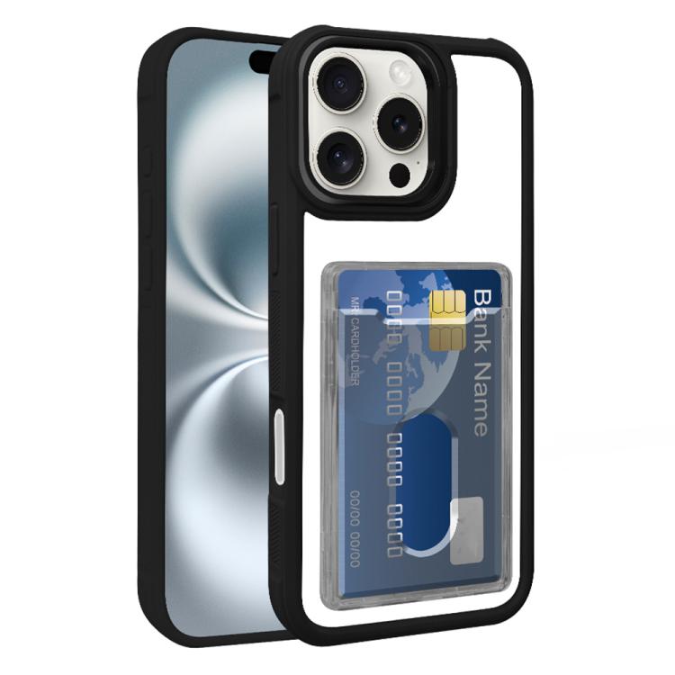 For iPhone 17 Pro Electroplated Card Bag Acrylic Hybrid TPU Phone Case