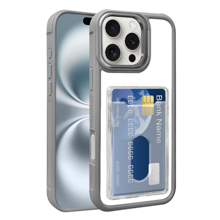 For iPhone 17 Pro Electroplated Card Bag Acrylic Hybrid TPU Phone Case
