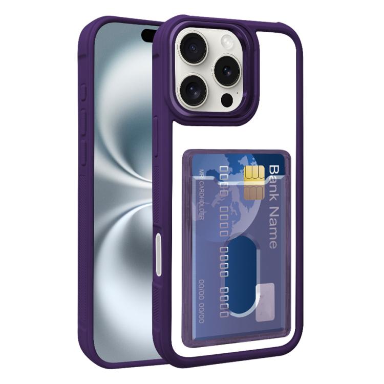 For iPhone 17 Pro Electroplated Card Bag Acrylic Hybrid TPU Phone Case