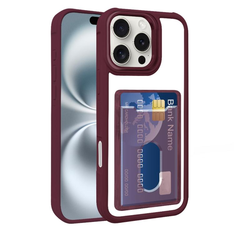 For iPhone 17 Pro Electroplated Card Bag Acrylic Hybrid TPU Phone Case