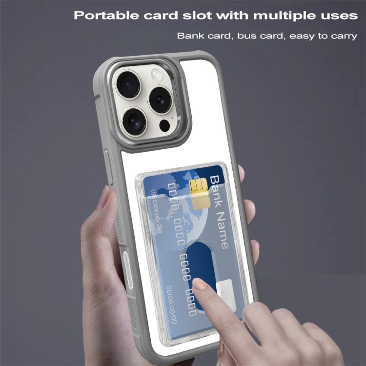 For iPhone 15 Plus Electroplated Card Bag Acrylic Hybrid TPU Phone Case