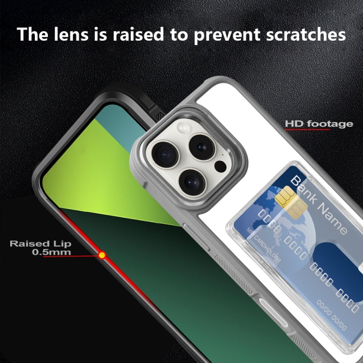 For iPhone 15 Plus Electroplated Card Bag Acrylic Hybrid TPU Phone Case