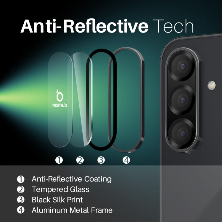 For Samsung Galaxy A36 5G NORTHJO Camera Lens Protector CD Metal Ring Tempered Glass Film