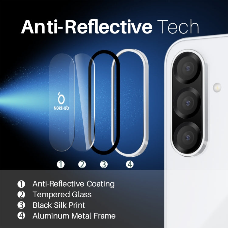 For Samsung Galaxy A56 5G NORTHJO Camera Lens Protector CD Metal Ring Tempered Glass Film