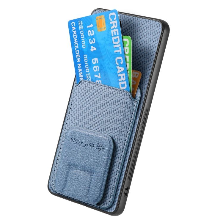 For Xiaomi 15 Carbon Fiber Card Bag Fold Stand Phone Case