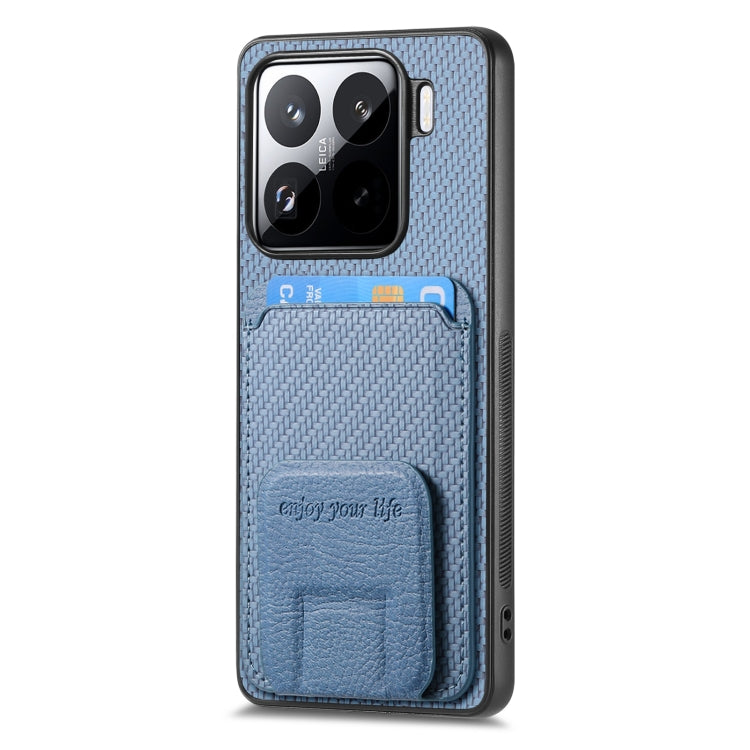 For Xiaomi 15 Pro Carbon Fiber Card Bag Fold Stand Phone Case