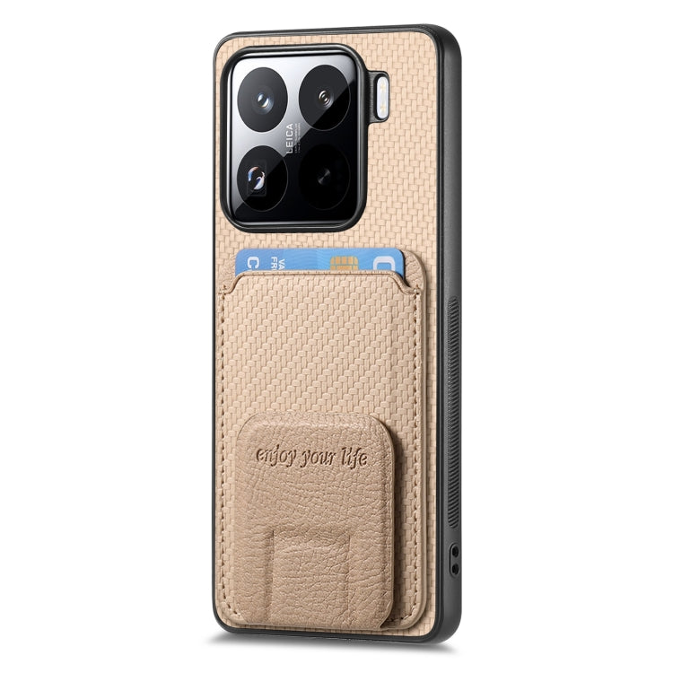 For Xiaomi 15 Pro Carbon Fiber Card Bag Fold Stand Phone Case