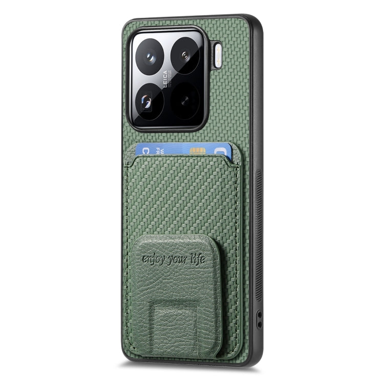 For Xiaomi 15 Pro Carbon Fiber Card Bag Fold Stand Phone Case