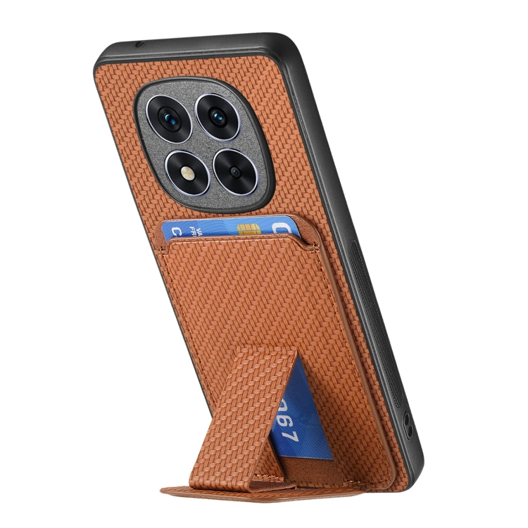 For Redmi Note 14 5G Carbon Fiber Card Bag Fold Stand Phone Case