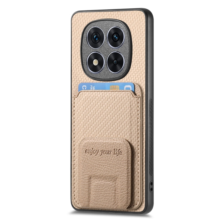 For Redmi Note 14 5G Carbon Fiber Card Bag Fold Stand Phone Case