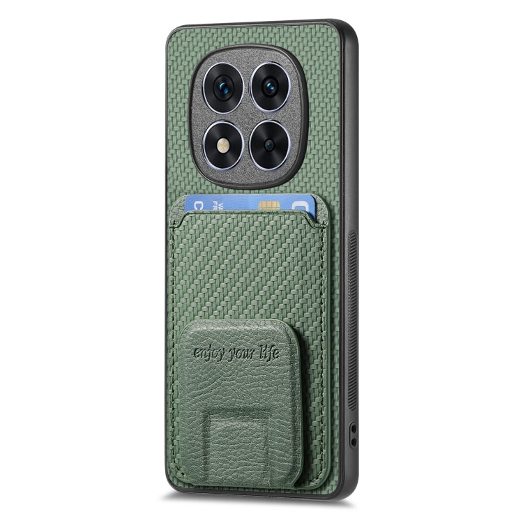 For Redmi Note 14 5G Carbon Fiber Card Bag Fold Stand Phone Case