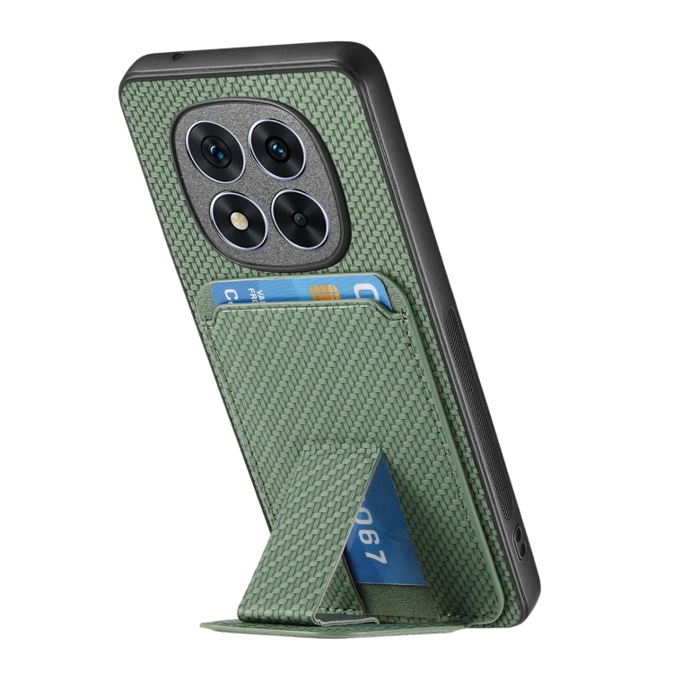 For Redmi Note 14 5G Carbon Fiber Card Bag Fold Stand Phone Case