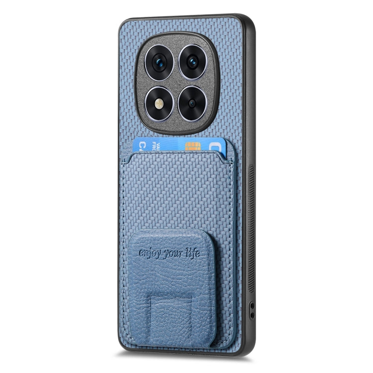 For Redmi Note 14 Pro+ 5G Carbon Fiber Card Bag Fold Stand Phone Case