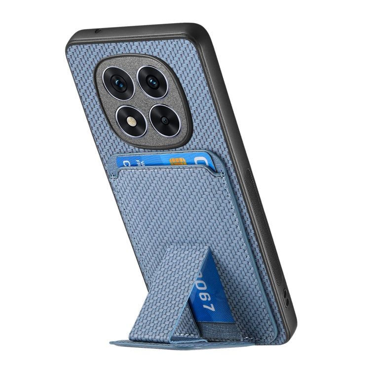For Redmi Note 14 Pro+ 5G Carbon Fiber Card Bag Fold Stand Phone Case