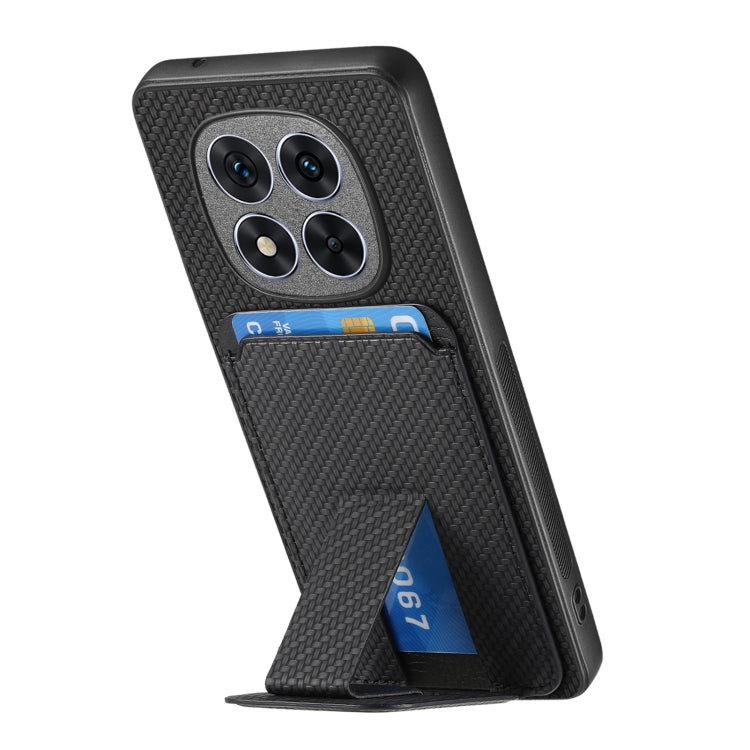 For Redmi Note 14 Pro+ 5G Carbon Fiber Card Bag Fold Stand Phone Case