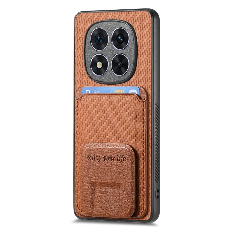 For Redmi Note 14 Pro+ 5G Carbon Fiber Card Bag Fold Stand Phone Case