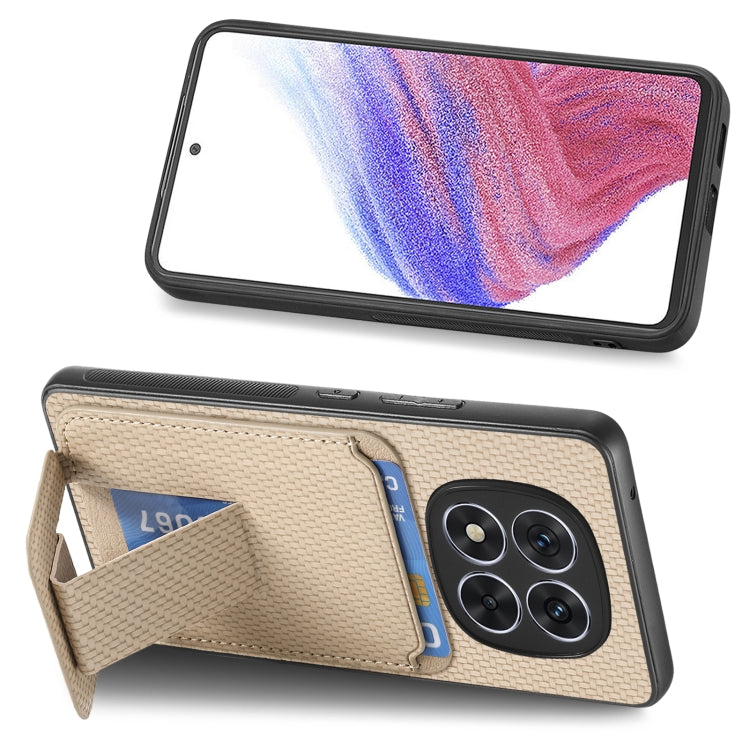 For Redmi Note 14 Pro+ 5G Carbon Fiber Card Bag Fold Stand Phone Case