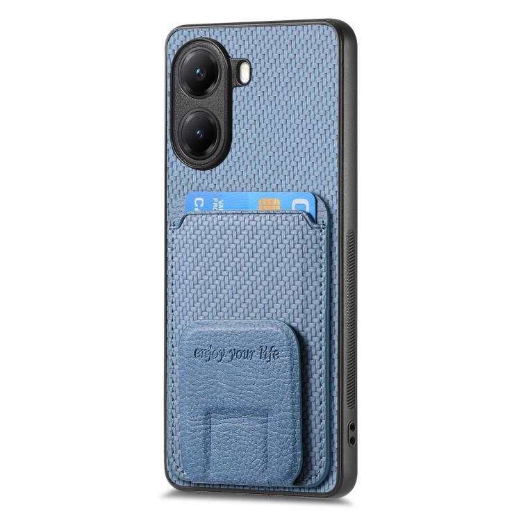 For Redmi Turbo 4 Carbon Fiber Card Bag Fold Stand Phone Case