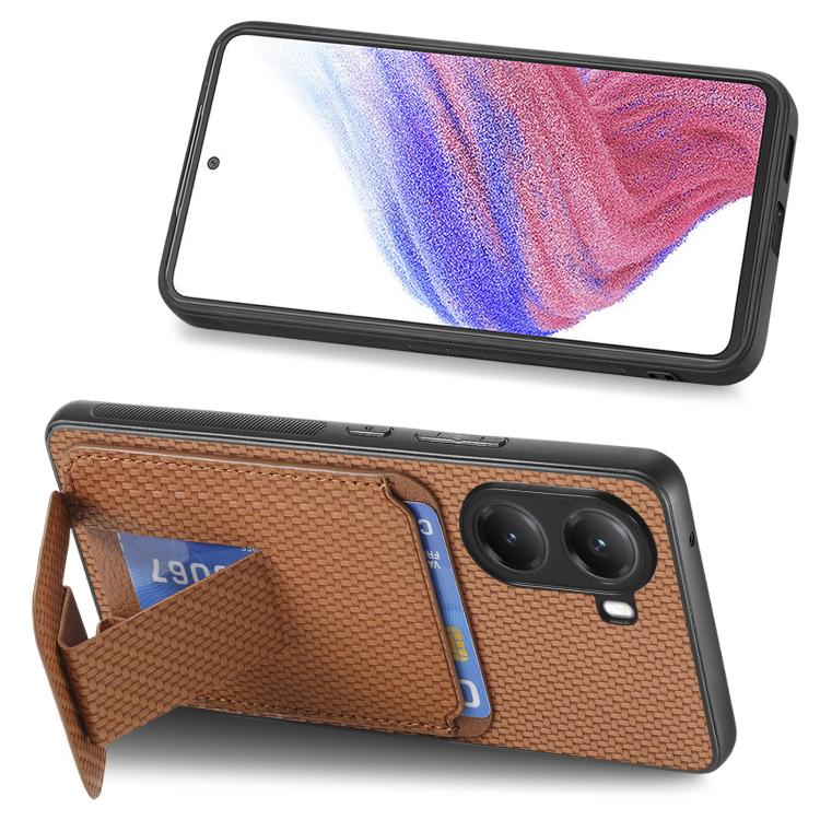 For Redmi Turbo 4 Carbon Fiber Card Bag Fold Stand Phone Case