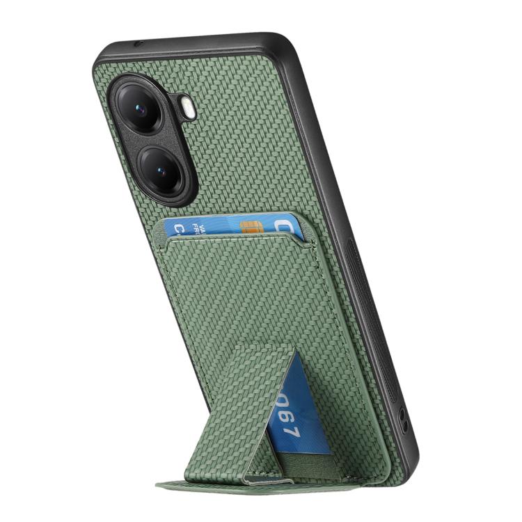 For Redmi Turbo 4 Carbon Fiber Card Bag Fold Stand Phone Case