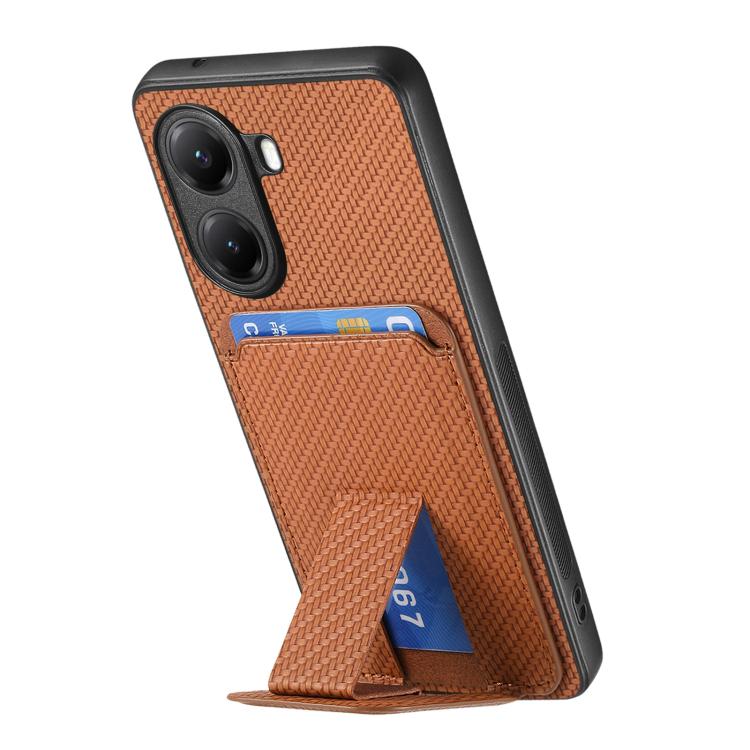 For Xiaomi Poco X7 Pro Carbon Fiber Card Bag Fold Stand Phone Case