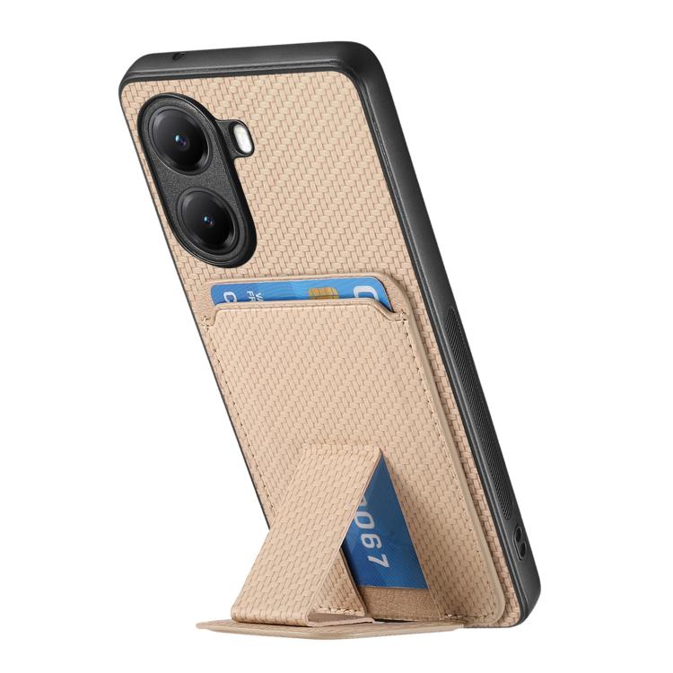 For Xiaomi Poco X7 Pro Carbon Fiber Card Bag Fold Stand Phone Case