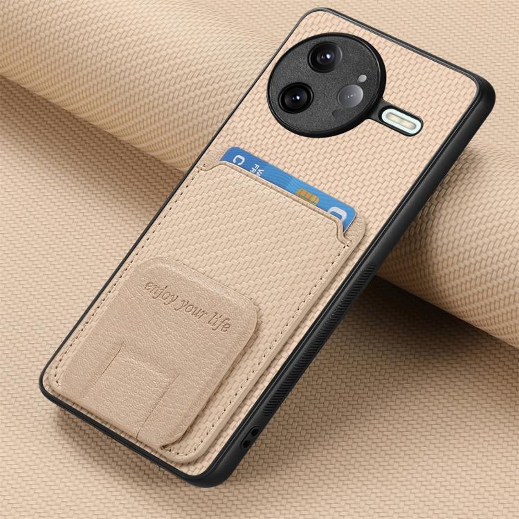 For Redmi K80 / Poco F7 Pro Carbon Fiber Card Bag Fold Stand Phone Case