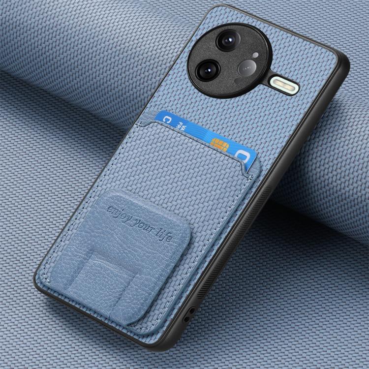 For Redmi K80 Pro / Poco F7 Ultra Carbon Fiber Card Bag Fold Stand Phone Case